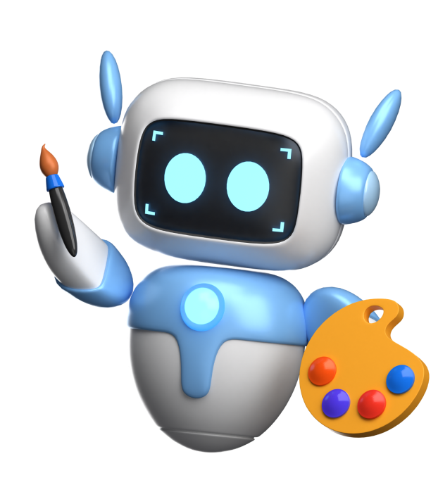 Robot ilustrând serviciile de branding și listări optimizate